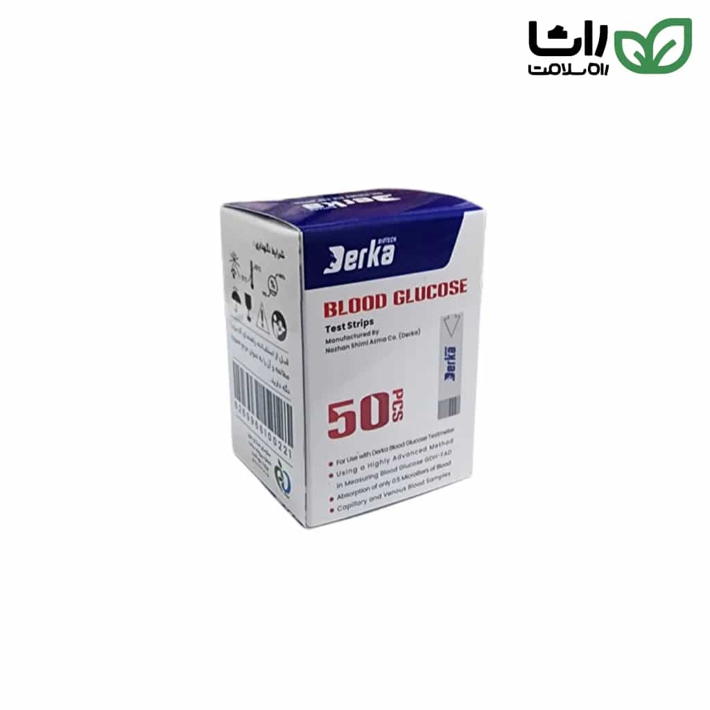 Derka D50 Blood Glucose Test Strips بسته 50 عددی سازگار با دستگاه تست قند خون درکا
