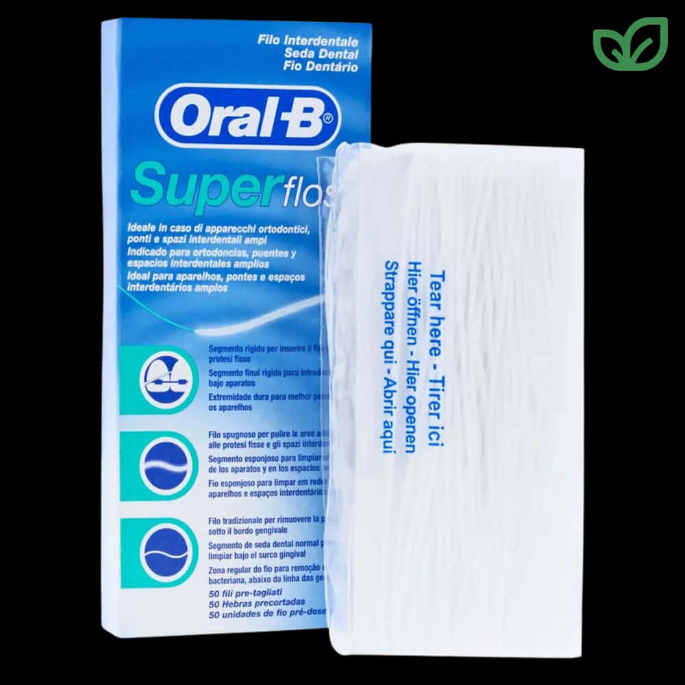 نخ دندان Oral-B Super Floss نایلونی بسته 50 عددی مناسب ارتودنسی و بریج
