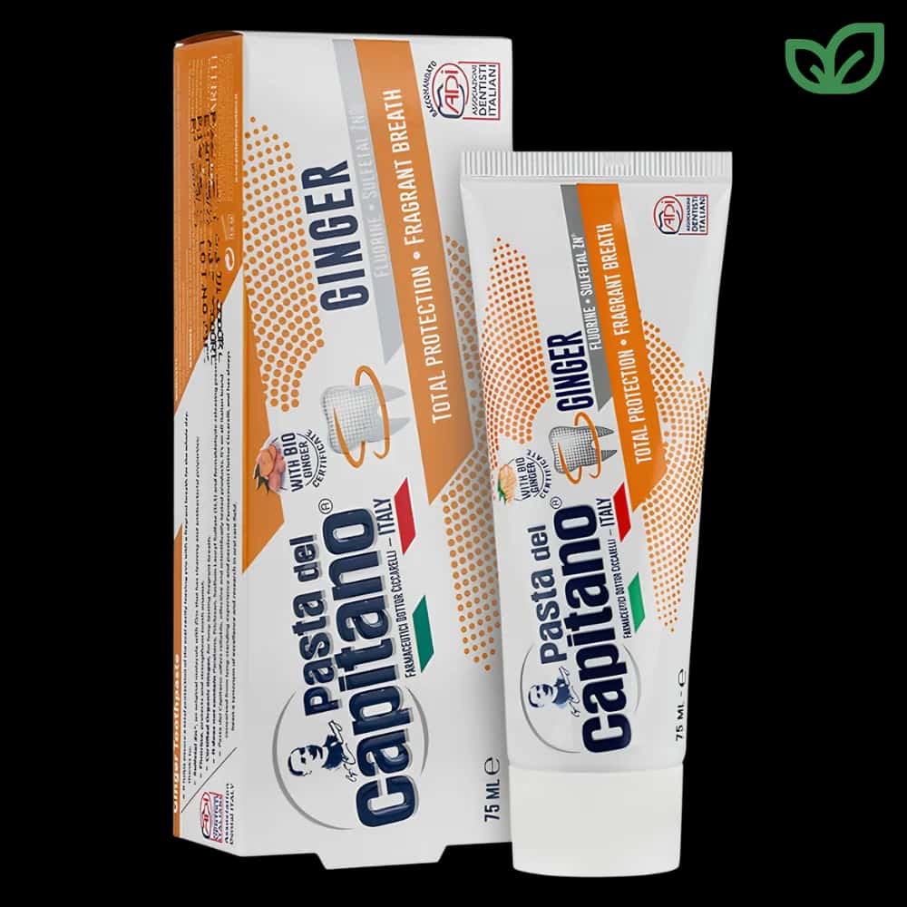 خمیر دندان Pasta del Capitano Ginger Antibacterial حجم 75 میلی‌لیتر حاوی زنجبیل ارگانیک