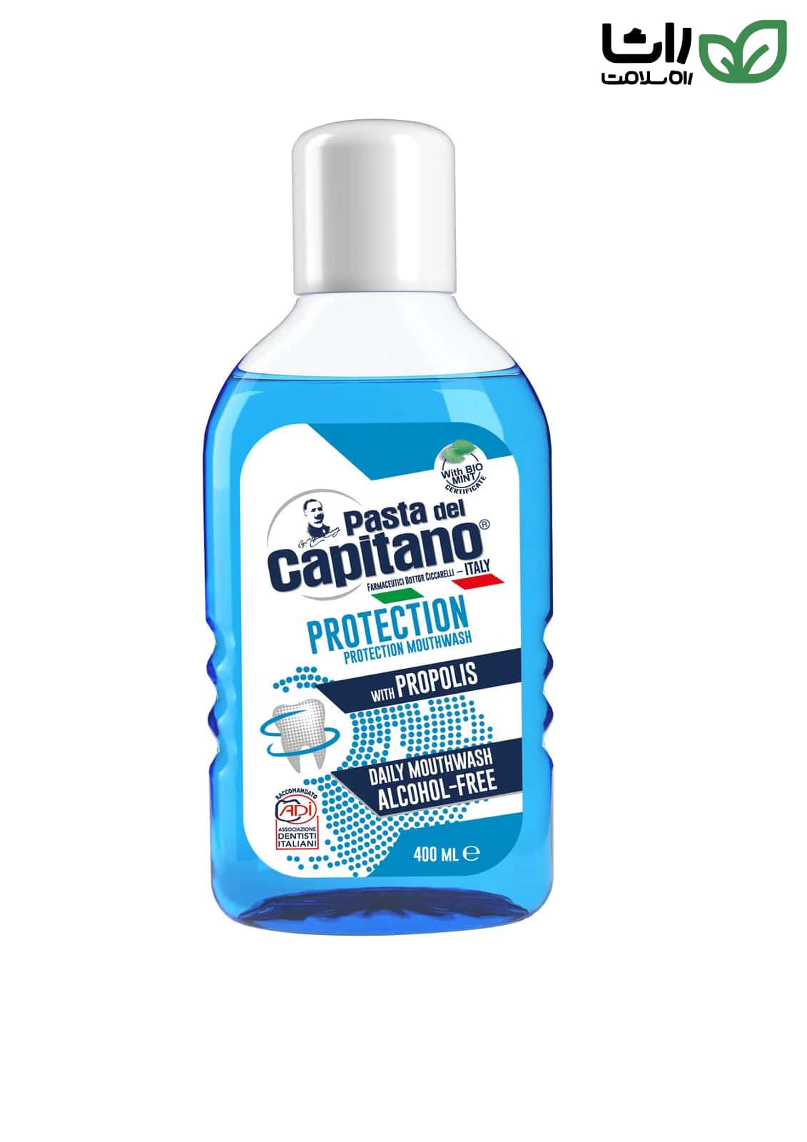 دهانشویه Pasta del Capitano Protection حجم 400 میل حاوی فلوراید، روی و چای سبز