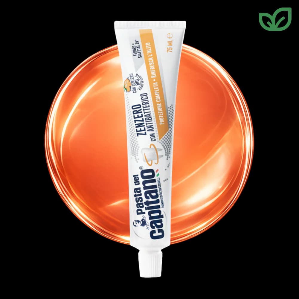 خمیر دندان Pasta del Capitano Ginger Antibacterial حجم 75 میلی‌لیتر حاوی زنجبیل ارگانیک