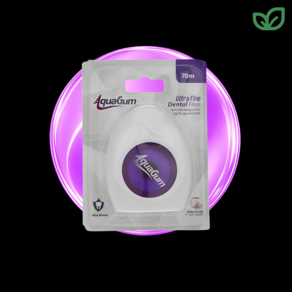 نخ دندان AquaGum Ultra Fine Dental Floss طول 70 متر موم‌دار و نعنایی